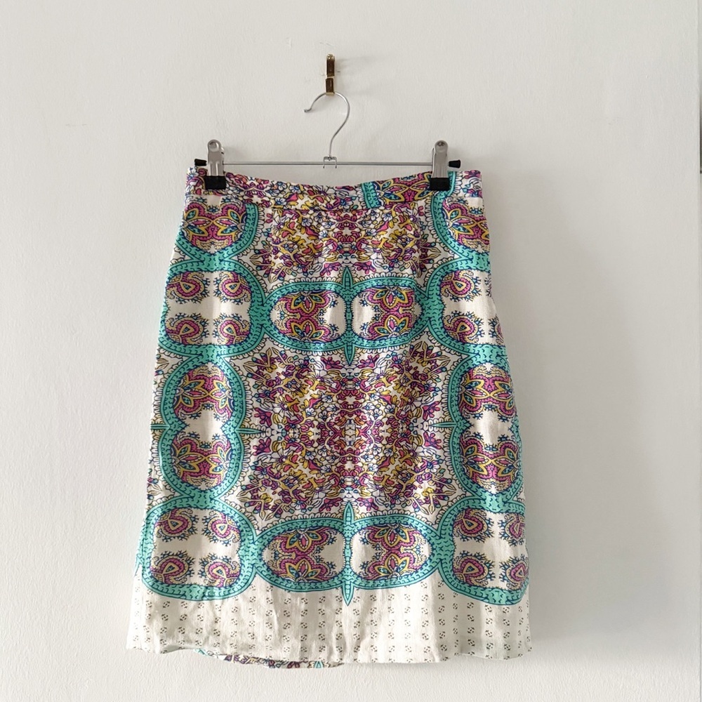 Maeve Anthropologie Manolya Linen Print Pencil Skirt Size 2